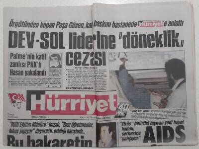 Hürriyet Gazetesi - 13 Mayıs 1988 - Dev-Sol Liderine Döneklik Cezası GZ111679 - 1