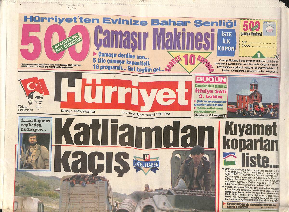 Hürriyet Gazetesi 13 Mayıs 1992 - Mandela Atatürk Ödülü'nü Reddetti - Demirel , Azerbaycan İçin İran'ı Suçladı... GZ157909 - 1