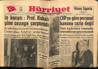 Hürriyet Gazetesi 13 Nisan 1958 - İş Karıştı Prof. Kubalı Yine Cezaya Çarptırıldı GZ68890 - 2