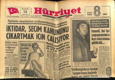 Hürriyet Gazetesi 13 Nisan 1966 - İktidar Seçim Kanununu Çıkartmak İçin Çalışıyor GZ54987 - 1