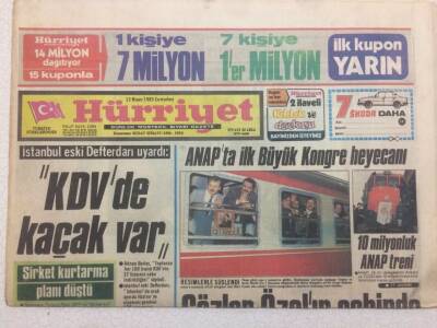 Hürriyet Gazetesi 13 Nisan 1985 - Gözler Özalın Cebinde GZ48614 - 1