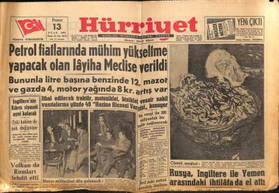 Hürriyet Gazetesi 13 Ocak 1957 - Rusya İngiltere İle Yemen Arasındaki İhtilafada El Attı GZ56135 - 1