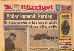 Hürriyet Gazetesi 13 Ocak 1969 - Şah, Farah Diba İle Nasıl Evlendiğini Anlattı - Kardan Yollar Kapandı Bir Otobüs Pazarkule'de Kara Saplandı GZ158137 - Gökçekoleksiyon