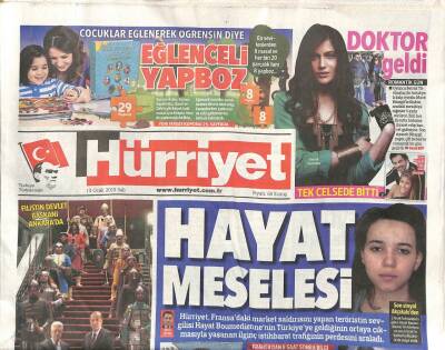 Hürriyet Gazetesi 13 Ocak 2015 - Filistin Başkanı Ankarada - Çağla Şıkel Ve Emre Altuğ Boşandılar GZ106182 - 1