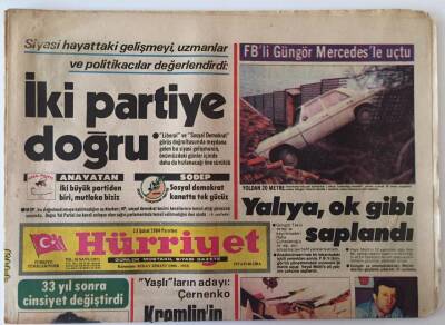 Hürriyet Gazetesi 13 Şubat 1984 - İki Partiye Doğru Anavatan , Sodep GZ26683 - 1