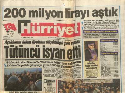 Hürriyet Gazetesi 13 Şubat 1990 - Kaşıkçı , Yoksul Numarası Yapıyor - Tütüncü İsyan Etti GZ117599 - 1