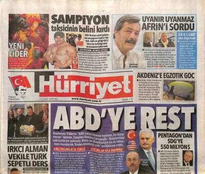 Hürriyet Gazetesi 13 Şubat 2018 - Pentagondan SDGye 550 Milyon $ - CHPde Özkan Sürprizi GZ125602 - 1