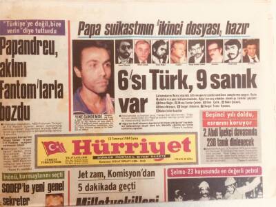 Hürriyet Gazetesi 13 Temmuz 1984 - Papa Suikastinin İkinci Dosyası Hazır GZ38960 - 1