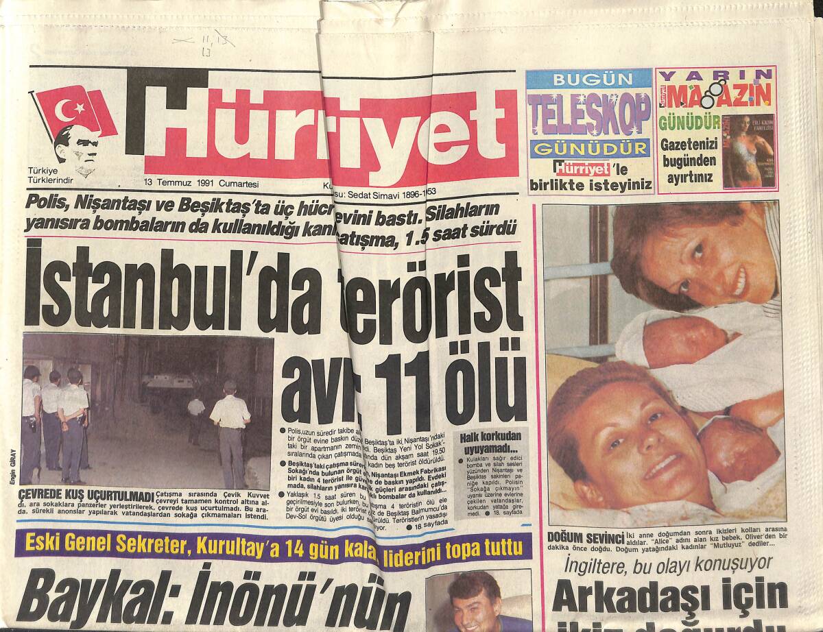 Hürriyet Gazetesi 13 Temmuz 1991 - Erdoğan'a Gözyaşları - Bush Daveti Kavga Çıkaracak GZ151674 - 1