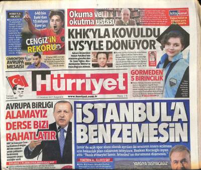 Hürriyet Gazetesi 13 Temmuz 2017 - Trump Jr. ABDyi Fena Karıştırdı - Trabzonsporlu Olcay Şahan , Yeni Sezondan Çok Umutlu GZ124410 - 1