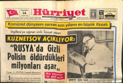 Hürriyet Gazetesi 14 Ağustos 1969 - Rus Çin Hududunda Kanlı Çarpışmalar GZ103469 - 2