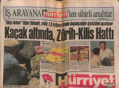 Hürriyet Gazetesi 14 Ağustos 1988 - Kaçak Altında , Zürih- Kilis Hattı GZ81396 - 1