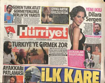 Hürriyet Gazetesi 14 Ağustos 2014 - Lady Gagaya Hediye - 30 Ağustos Yeni Kabineyle Kutlanacak GZ125750 - 1