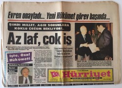 Hürriyet Gazetesi 14 Aralık 1983 - Evren Onayladı Yeni Hükümet Görev Başında , Az Laf Çok İş GZ16104 - 2