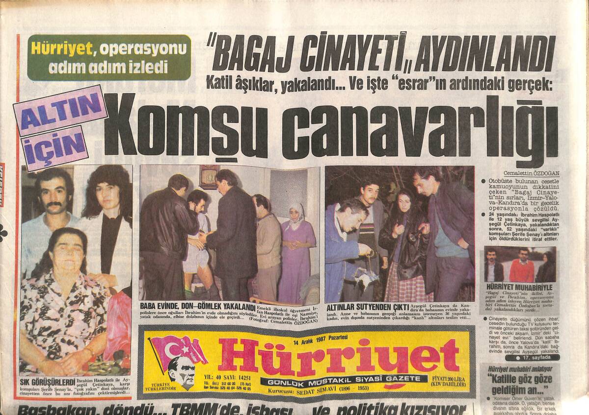Hürriyet Gazetesi 14 Aralık 1987 - Adile Naşit'e Sevgi Denizi - Çavuşesku Köşeye Sıkıştı GZ150469 - 1