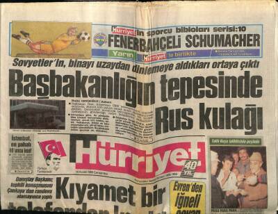 Hürriyet Gazetesi 14 Aralık 1988 - Başbakanlığın Tepesinde Rus Kulağı GZ64322 - 1