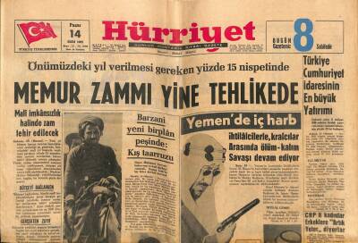 Hürriyet Gazetesi 14 Ekim 1962 - Leyla Sayar Polise Gidip Teslim Oldu - Yemende İç Harb GZ117527 - 1