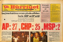 Hürriyet Gazetesi 14 Ekim 1975 - Milletvekili Seçiminde AP Karlı Çıktı - Ecevit Hakkında Soruşturma Açıldı GZ157554 - Gökçekoleksiyon