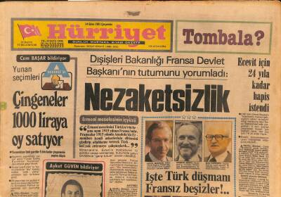 Hürriyet Gazetesi 14 Ekim 1981 - İşte Türk Düşmanı Fransız Beşizler !.. - Kipriyanu Waldheimı da Oyalıyor GZ127653 - 1