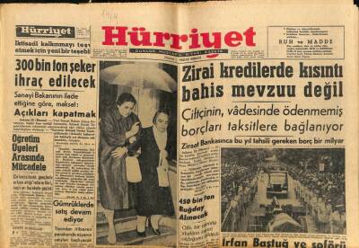 Hürriyet Gazetesi 14 Eylül 1960 - Zirai Kredilerde Kısıntı Bahis Mevzuu Değil GZ81958 - 1