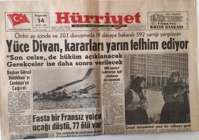Hürriyet Gazetesi 14 Eylül 1961 - Yüce Divan Kararları Yarın Tefhim Ediyor , Son Celsede Hüküm Açıklanacak - GZ16460 - 1
