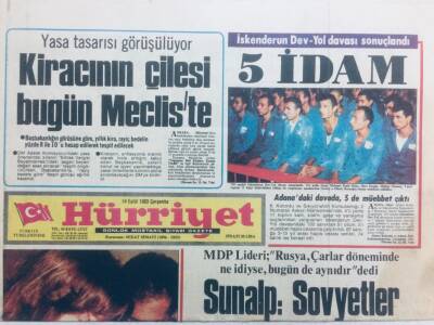 Hürriyet Gazetesi 14 Eylül 1983 - Dev-Yol Davası,5 İdam GZ41985 - 1