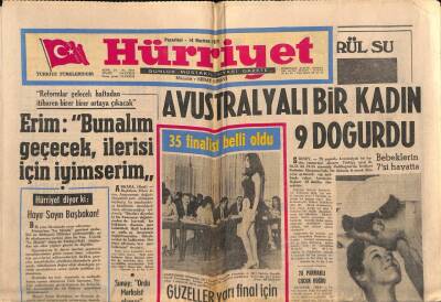 Hürriyet Gazetesi 14 Haziran 1971 - Erim Bunalım Geçecek , İlerisi İçin İyimserim GZ81647 - 1