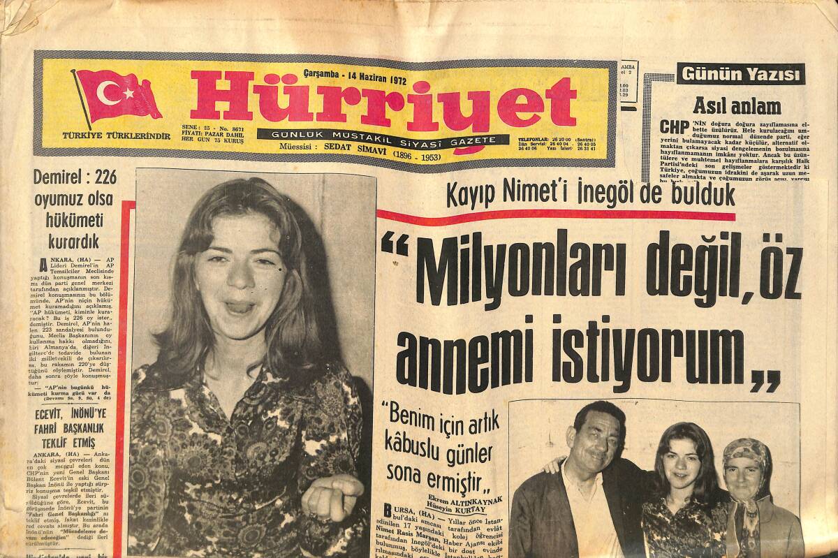 Hürriyet Gazetesi 14 Haziran 1972 - Türk Jandarması 133 Yaşında - Didi , Fenerbahçe'yi Beğenirse Anlaşma İmzalayacak GZ134103 - 1