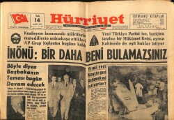 Hürriyet Gazetesi 14 Kasım 1961 - İnönü Bir Daha Beni Bulamazsınız GZ67466 - 2