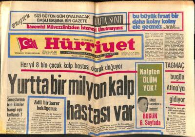 Hürriyet Gazetesi 14 Kasım 1971 - Tağmaç Bugün Atinaya Gidiyor GZ80948 - 1