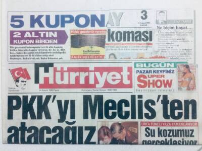 Hürriyet Gazetesi 14 Kasım 1993 - Pkkyı Meclisten Atacağız GZ41725 - 1