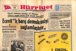 Hürriyet Gazetesi 14 Mayıs 1969 - Ecevit İç Barış Demokrasiyi Sağlamıştır GZ72021 - 1