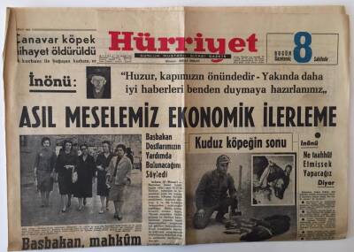 Hürriyet Gazetesi 14 Nisan 1962 - İnönü Asıl Meselemiz Ekonomik İlerleme - GZ16418 - 2