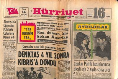 Hürriyet Gazetesi 14 Nisan 1968 - Denktaş 4 Yıl Sonra Kıbrısa Döndü GZ72011 - 1
