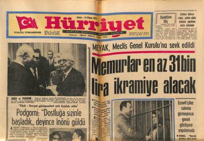 Hürriyet Gazetesi 14 Nisan 1972 - Memurlar En Az 31 Bin Lira İkramiye Alacak GZ76354 - 1