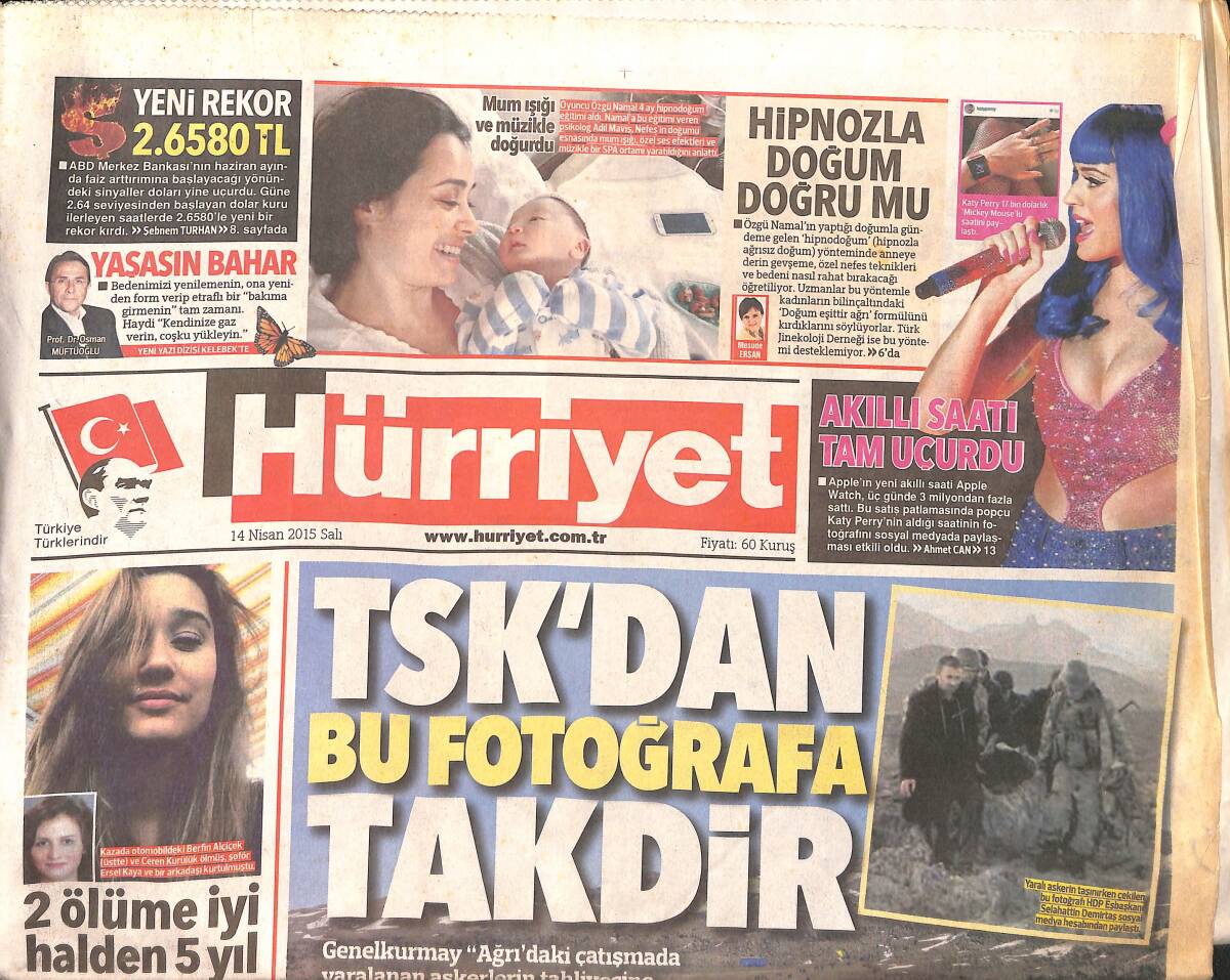 Hürriyet Gazetesi 14 Nisan 2015 - Orhan Pamuk 'Arkadaşımı Kaybettim' - TSK'dan Takdir GZ160212 - 1
