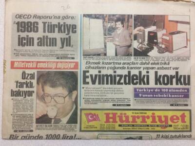 Hürriyet Gazetesi 14 Ocak 1986 - 1986 Türkiye İçin Altın Yıl GZ35697 - 1