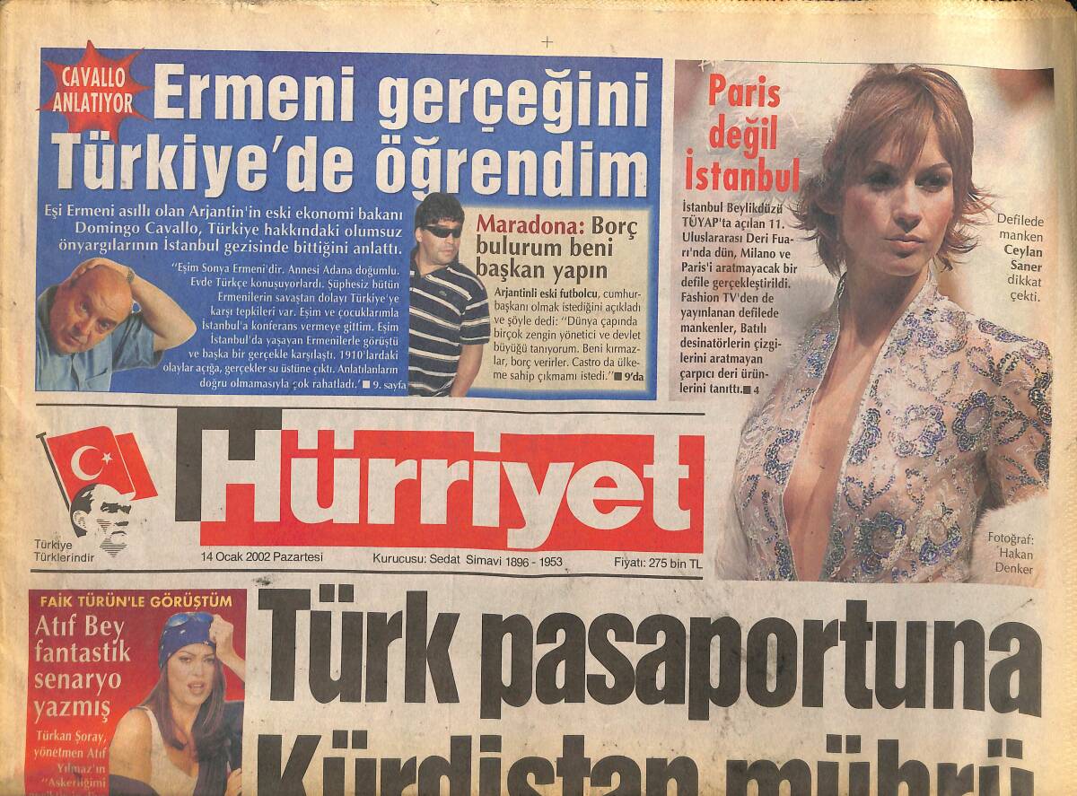 Hürriyet Gazetesi 14 Ocak 2002 - Kangal Köpeğinin de Patenti Var - İşte Tarihe Damga Vuran Türk Gemisi GZ133012 - 1