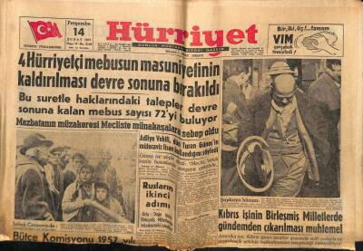 Hürriyet Gazetesi 14 Şubat 1957 - Kıbrıs İşinin Birleşmiş Milletlerde Gündemden Çıkarılması Muhtemel GZ56128 - 1