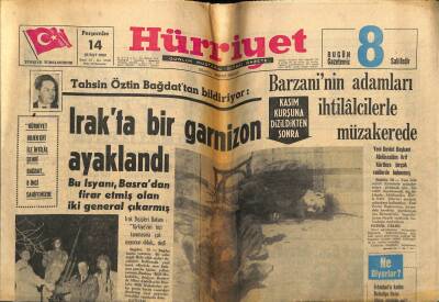 Hürriyet Gazetesi 14 Şubat 1963 - Irakta Bir Garnizon Ayaklandı GZ54899 - 1
