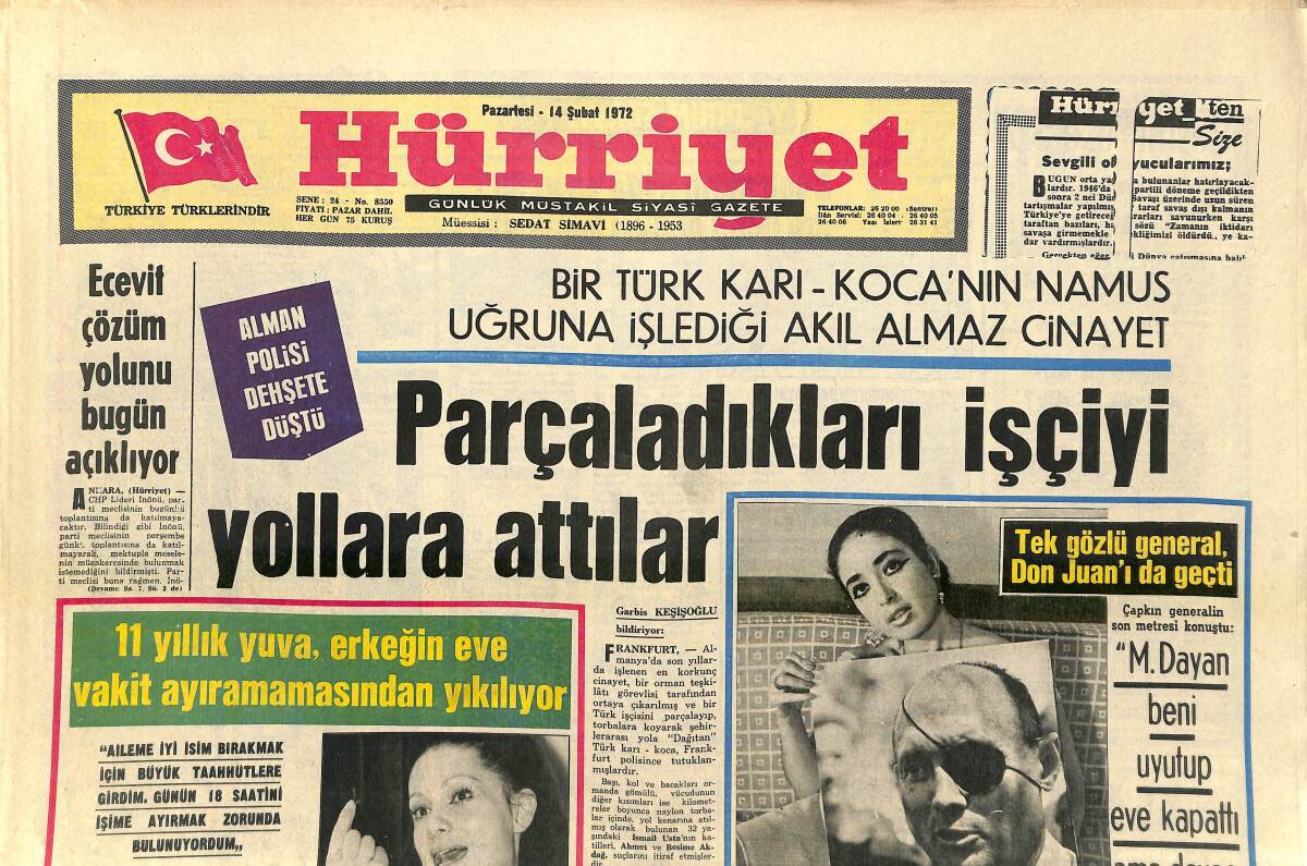 Hürriyet Gazetesi 14 Şubat 1972 - Çocuk Artistler Büyüklerden Fazla Para Kazanıyor: Yumurcak, Sezercik, Afacan GZ156969 - 1