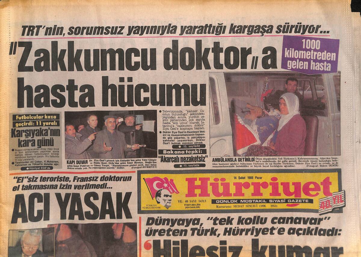 Hürriyet Gazetesi 14 Şubat 1988 - Bülent Ersoy , 7 Yılda 13 Kilo Şişmanladı - Sigaraya Türkülü Veda GZ132949 - 1