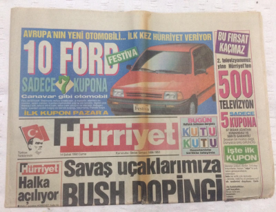 Hürriyet Gazetesi 14 Şubat 1992 - Savaş Uçaklarımıza Bush Dopingi,Tarık Tarcan Evlenmekten Vazgeçti - GZ17846 - 1