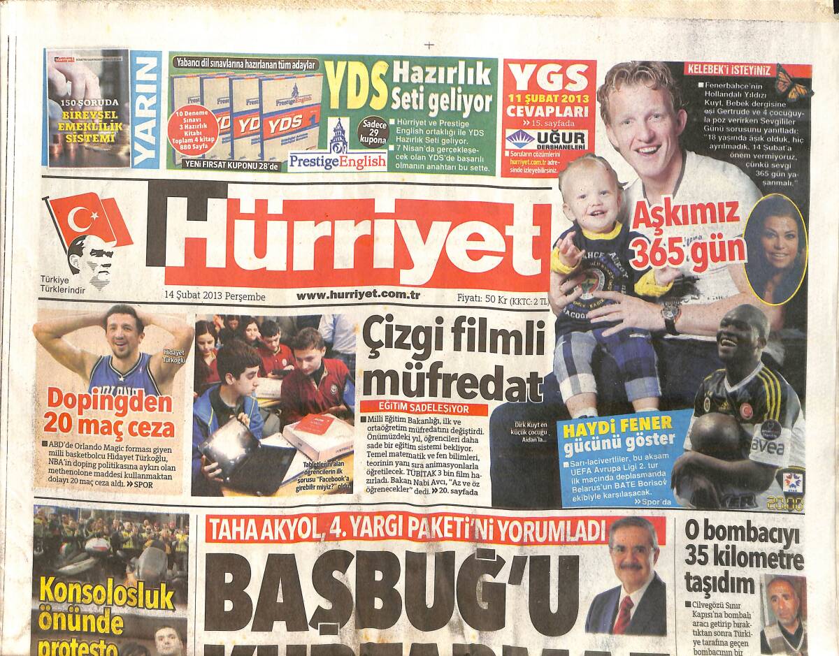 Hürriyet Gazetesi 14 Şubat 2013 - Taha Akyol , 4.Yargı Paketini Yorumladı - Haydi Fenerbahçe Gücünü Göster GZ159715 - 1