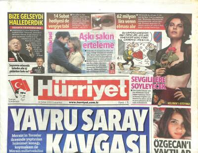 Hürriyet Gazetesi 14 Şubat 2015 - Yavru Saray kavgası, Özgecanı Yaktılar GZ107225 - 1