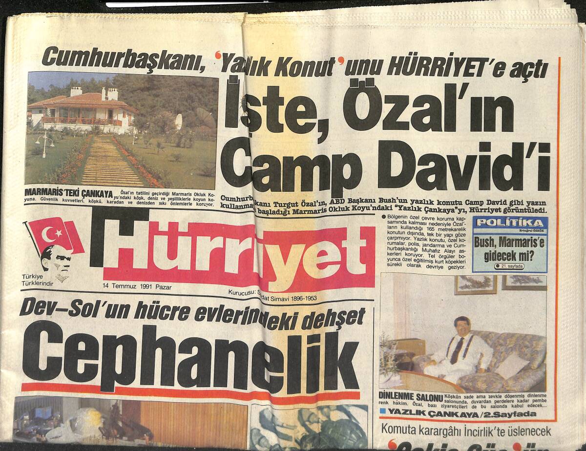 Hürriyet Gazetesi 14 Temmuz 1991 - Kaddafi'den Küstah Tehdit - Nil Ünal'a Havuz Yasak - Galatasaray Sahaya İniyor GZ151675 - 1