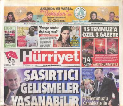 Hürriyet Gazetesi 14 Temmuz 2017 - Kiliste Askeri Yangın - Galatasaray Olcana 11.8 Milyon Ödeyecek GZ124406 - 1