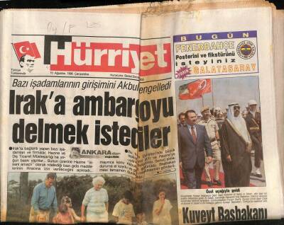 Hürriyet Gazetesi 15 Ağustos 1990 - Amerika , Iraka Karşı Kürt Kozunu Oynuyor GZ81390 - 1
