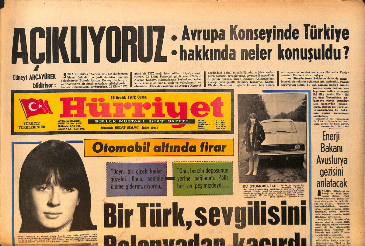 Hürriyet Gazetesi 15 Aralık 1972 - Galatasaray Kupayı Sevdi GZ158148 - 1