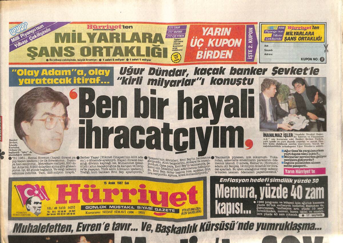 Hürriyet Gazetesi 15 Aralık 1987 - Adile Naşit'in Kuzucuklarına Son Seslenişi - Bal Mahmut'u Kaybettik GZ150470 - 1